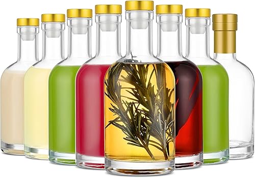 Miniatura 8 de Danmu Paquete de 8 botellas de vidrio, botellas de vidrio de 12.6 onzas con corcho, botellas de vidrio con tapas, botellas de vino, botellas de