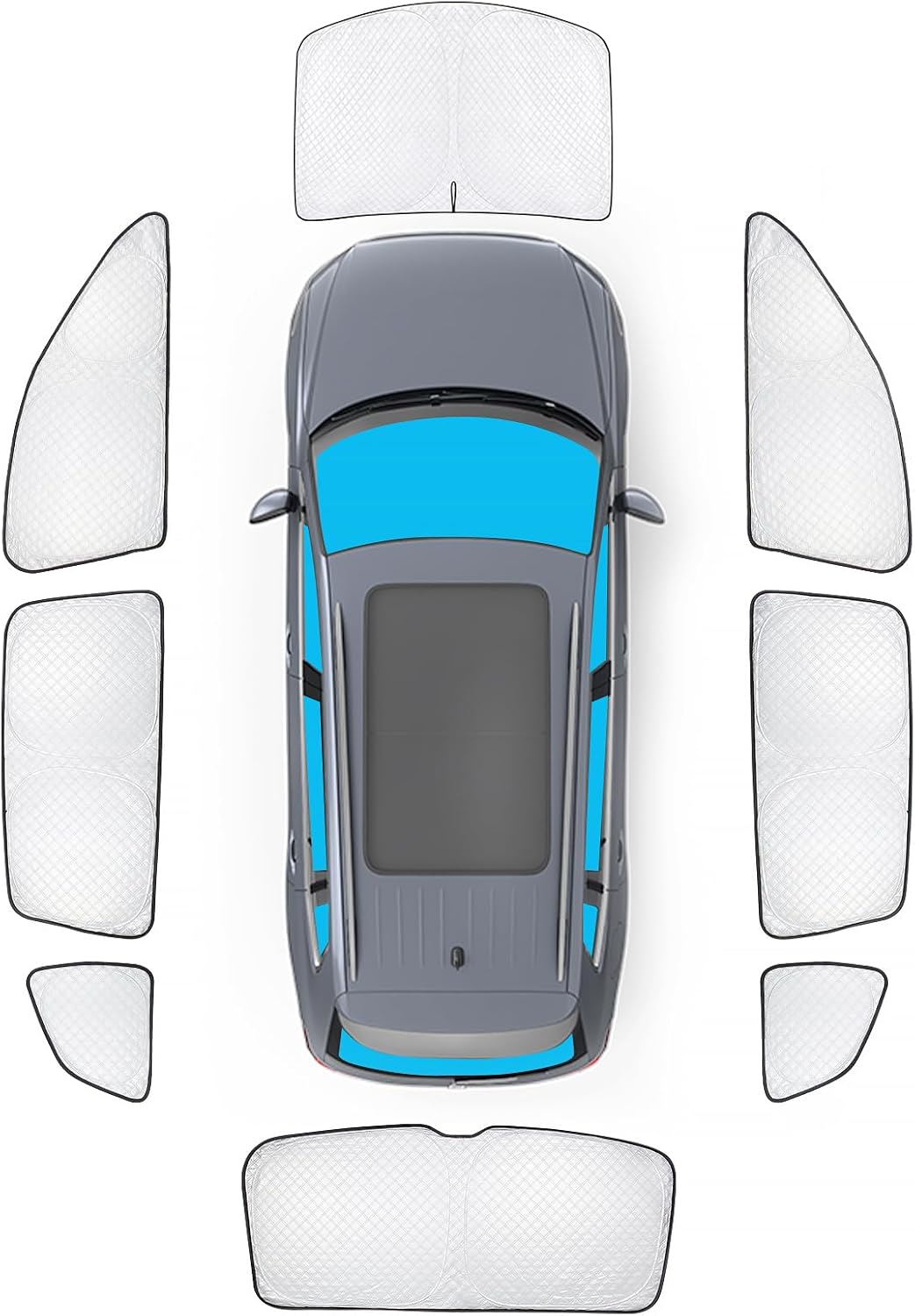 KMF 8pcs Thicken Full Window Sun Shades for Volkswagen VW Tiguan 2018-2023 Accessories,Tiguan Sunshade Car Window Covers for Windshield Side Rear, UV Block and Privacy Blackout for Camping