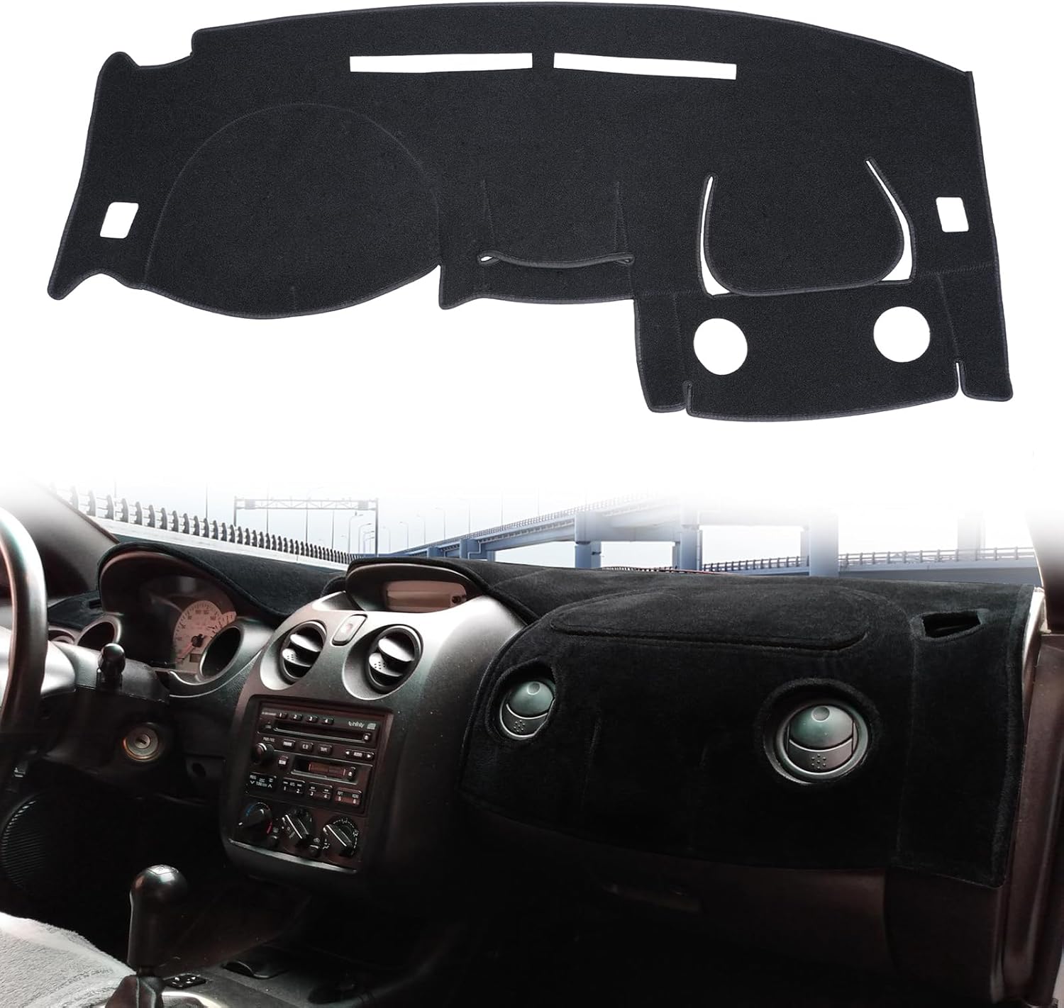 Dashboard Cover Custom Fit for Mitsubishi Eclipse/Eclipse Spyder 2000-2005,2001-2002 Dodge Stratus & Chrysler Sebring 2 Door Coupe Dash Cover Mat Carpet Pad (Black)