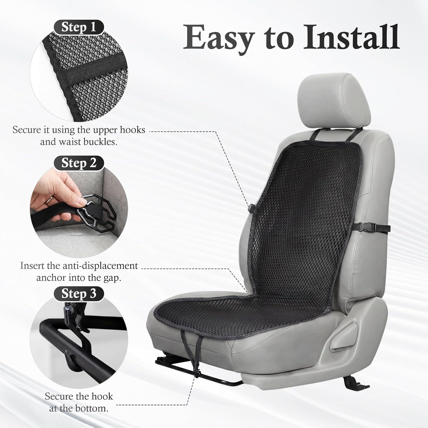 1 Pack 3D Air Mesh Car Seat Cushion - 41" x 15" Black Breathable Double Cool Chair Seat Pad for Truck, SUV, Van, Car - Universal Fit