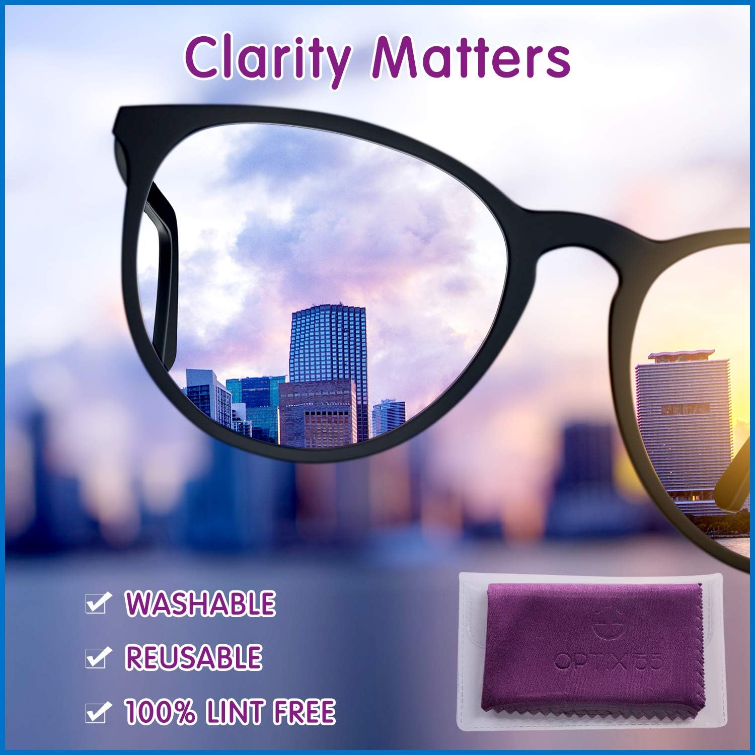 Microfiber Cleaning Cloths 12 Pack (6"x7") in Individual Vinyl Pouches | Glasses Cleaning Cloth for Eyeglasses, Phone, Screens, Electronics, Camera Lens Cleaner (Purple) : Health & Household