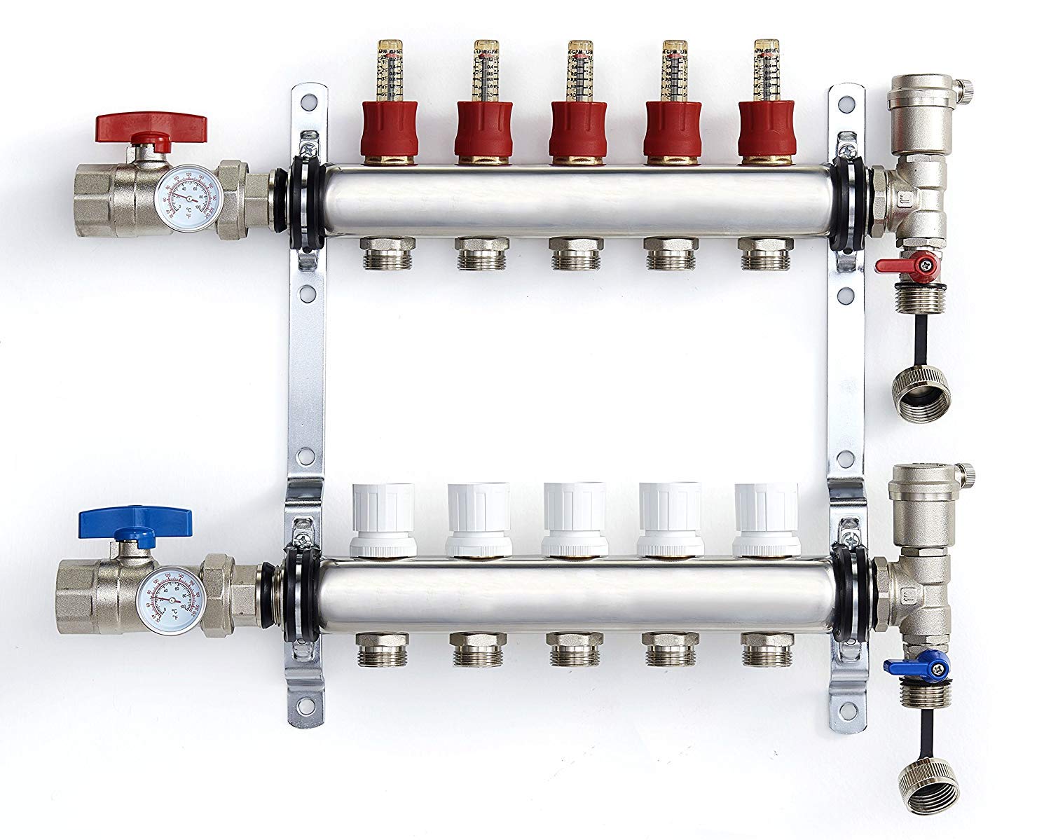 PEX Manifold Radiant Floor Heating Set 5 Loop System Stainless Steel Heated  Hydronic Heating 1/2 Oxygen Barrier Tubing - Amazon.com