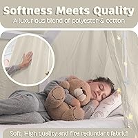 Vista 3 de Bollepo Toldo de cama con luces, toldo para habitación de niñas, tamaños individual a queen, luces LED de hadas Luces LED (gris)