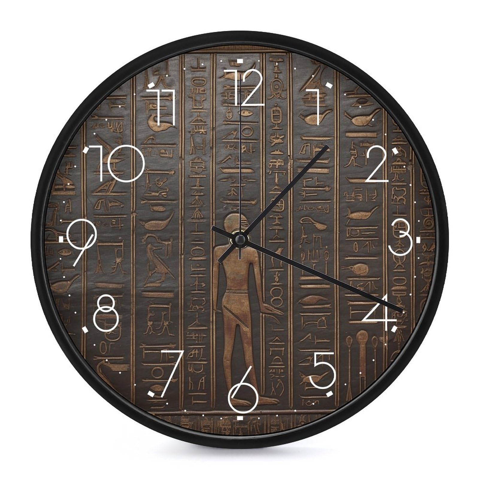 Horloge ronde égyptienne antique au design classique et finitions haut de gamme