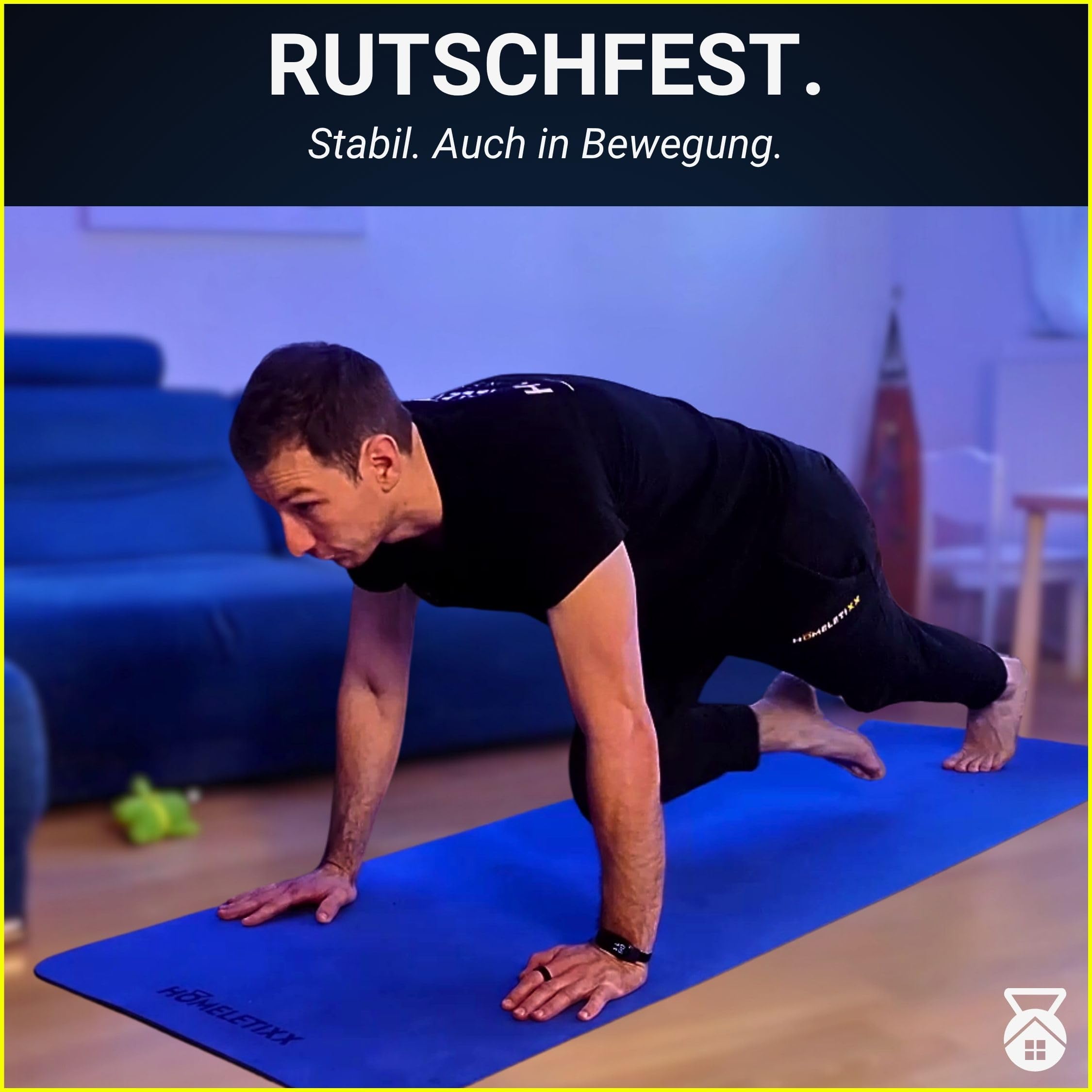 Fitnessmatte 200cm extra lang rutschfest – Yogamatte & Sportmatte XL 2m groß aus Premium TPE für Home Workout & Gymnastik | Trainingsmatte für Zuhause mit Tragegurt – HOMELETIXX