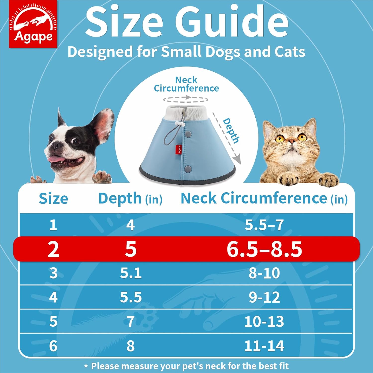 Agape Soft Dog Cone for Small Dogs & Cats, Recovery Collar to Stop Licking | Comfy E-Collar Alternative for Puppies, Adjustable Cloth Cone After Surgery, Protective Neck Cone for Kittens, Washable