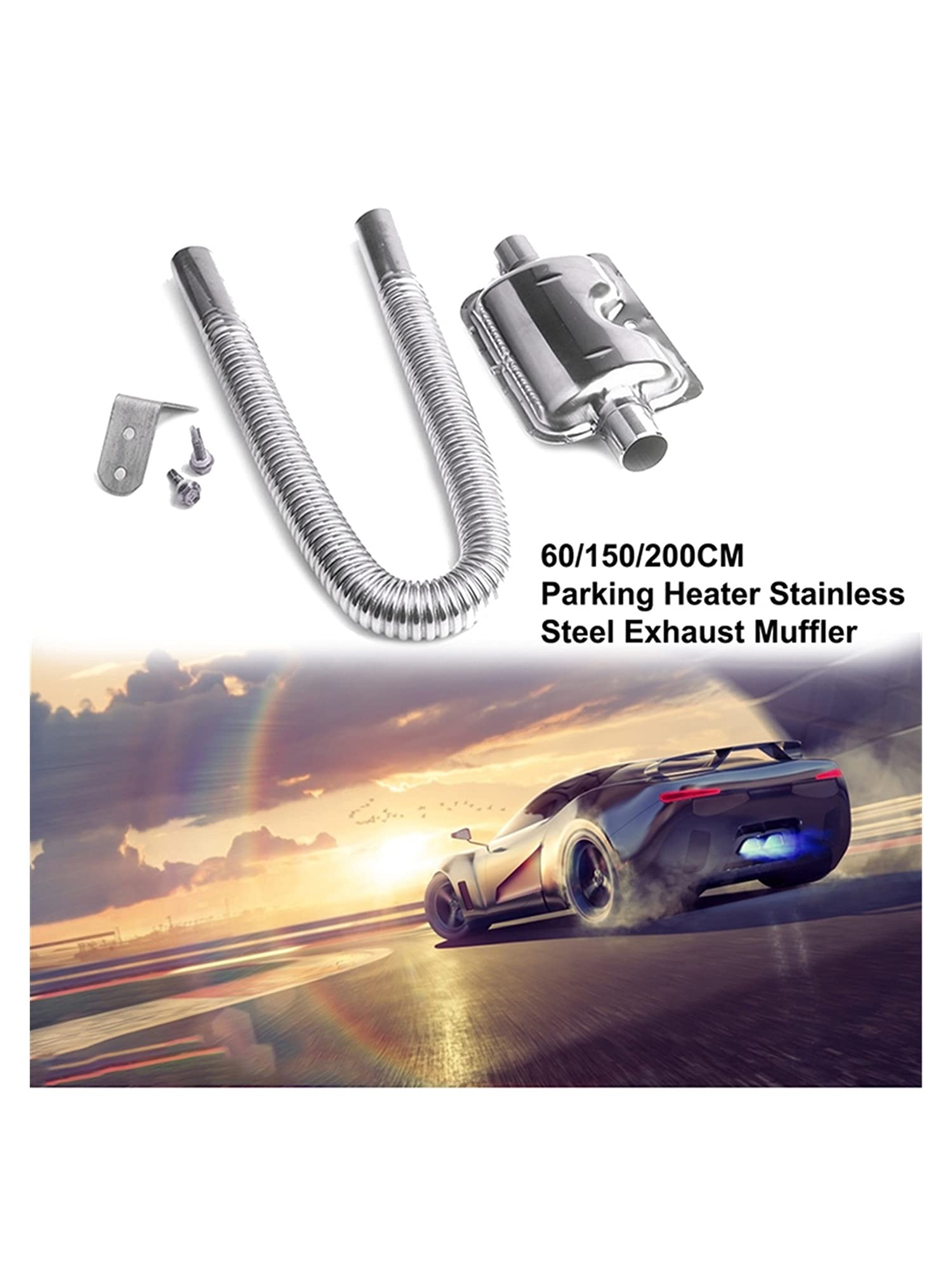 Ventilateur d'extraction de Ventilation 60/150/20 0CM Hauteur en Acier Inoxydable d'échappement de Silencieux air diesels Parking réservoir de Voiture Accessoires Débit d'air élevé(60cm)