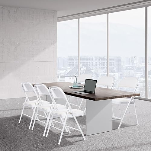 Miniatura 2 de Paquete de 6 sillas plegables con asientos acolchados, silla plegable acolchada con marco de acero para eventos, oficina en casa, silla plegable de