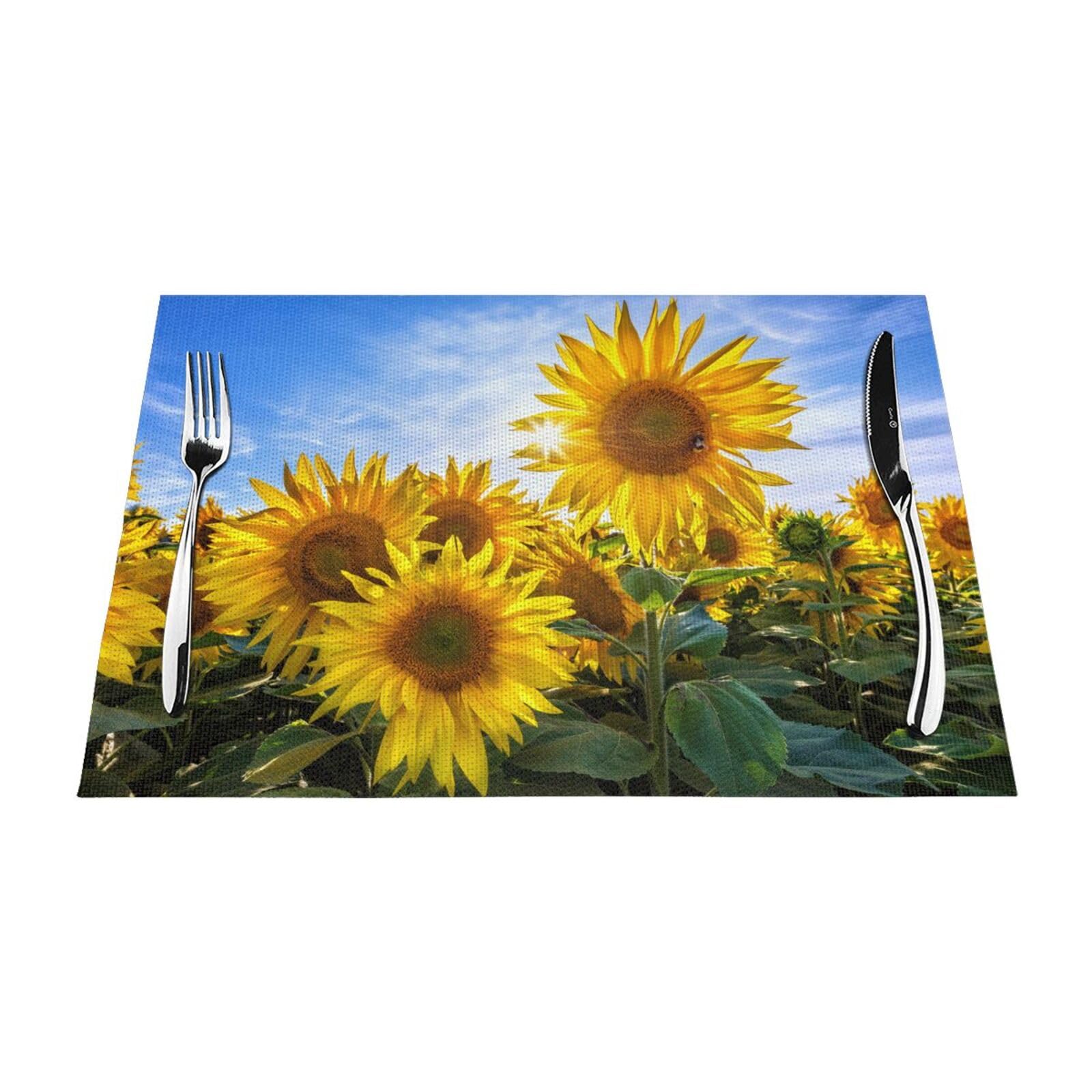 Set de table imprimé tournesol résistant à la chaleur et lavable