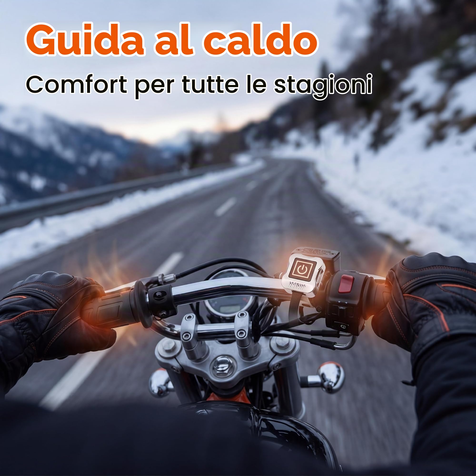 Luqeeg Manopole Riscaldate per Moto 12V, Temperatura Regolabile, 1 Paio Manopole Elettriche Riscaldate, Materiale Nitrile Impermeabile, Design Sigillato e Aperto, 7,5 A, per ATV