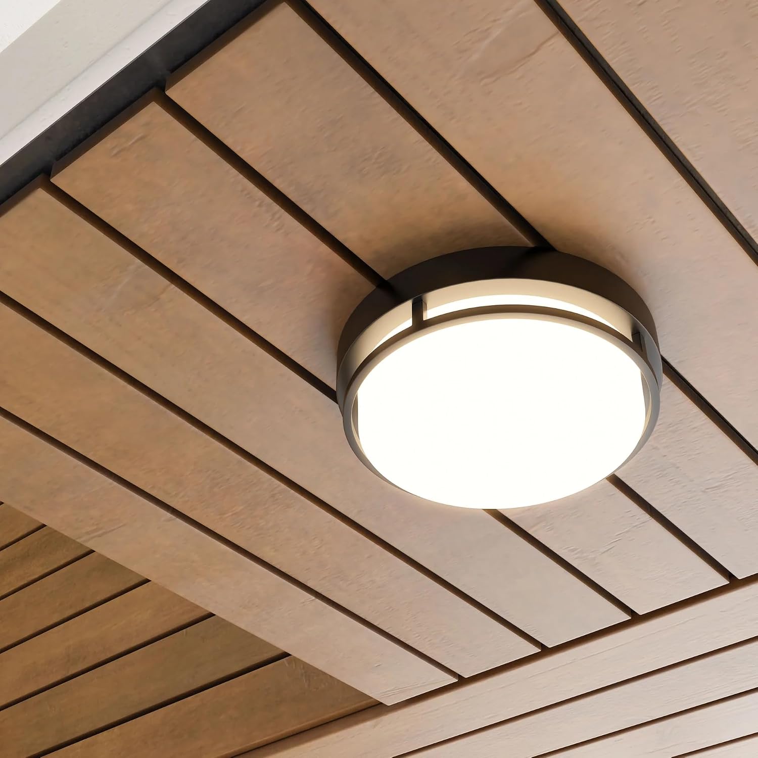 LEDMyplace 20W Modern LED Flush Mount Ceiling Light, Matte Black Dimmable Lighting Fixtures, 3000K/4000K/5000K CCT Changeable, Close to Ceiling Light for Bedroom, Living Room, Hallways, Kitchen