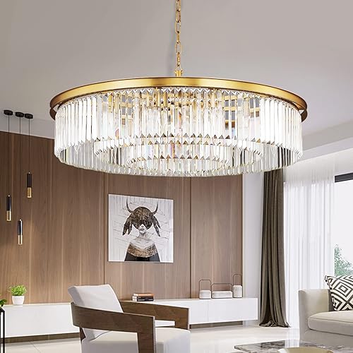 Miniatura 9 de Candelabro de cristal moderno y lujoso dorado para comedor, sala de estar, dormitorio, 9 luces, 3 niveles con forma de gota de lluvia (cobre,