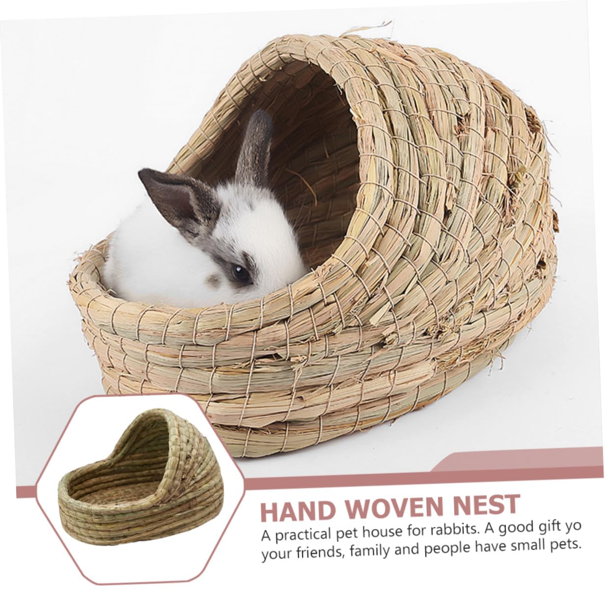 Levemolo Nido para Mascotas Pequeñas Casa para Conejos y Cobayas Cama Cómoda y Segura Material Natural para Morder Refugio Cálido y Duradero para Hámster y Roedores Pequeños