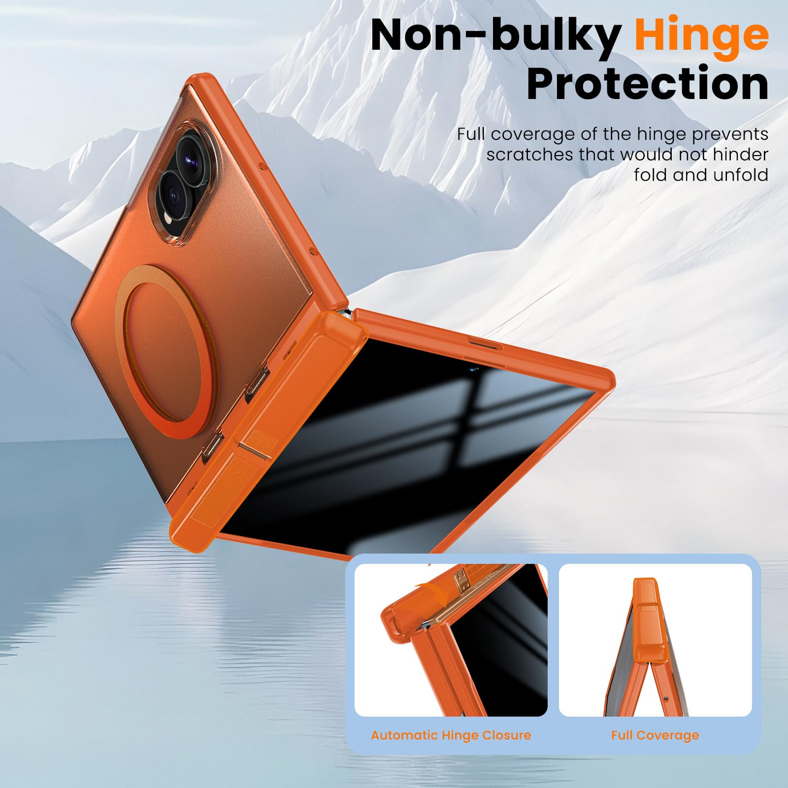 WRJ Custodia per Samsung Galaxy Z Fold 8 con protezione per lo schermo | Cavalletto pieghevole adatto per Magsafe Protezione cerniera di grado militare Protezione contro le cadute Custodia magnetica