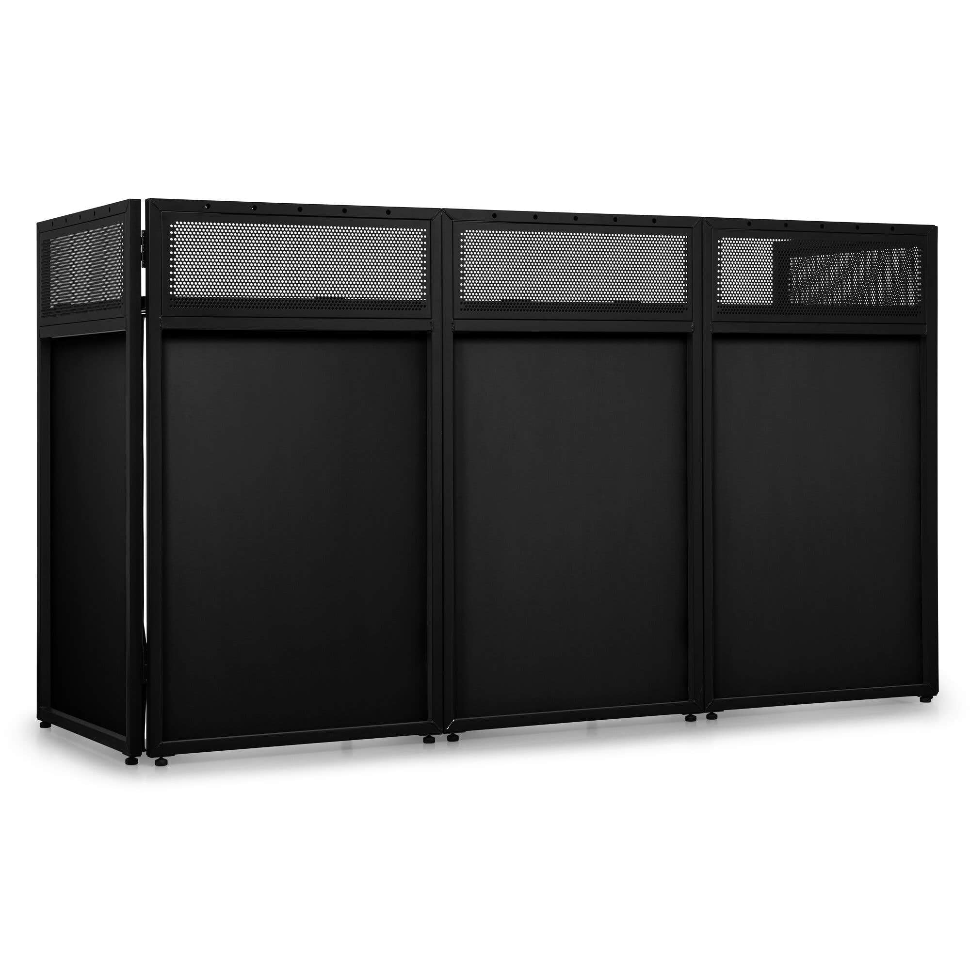 Vonyx DBA200 - Mobiler DJ Tisch, 2 Meter - Großer Klapptisch inkl. Tasche & 2 Lycra-Cover (Weiß/Schwarz), DJ Pult - Stabiler Multifunktionstisch für DJ Equipment & Messe - Alu Schwarz