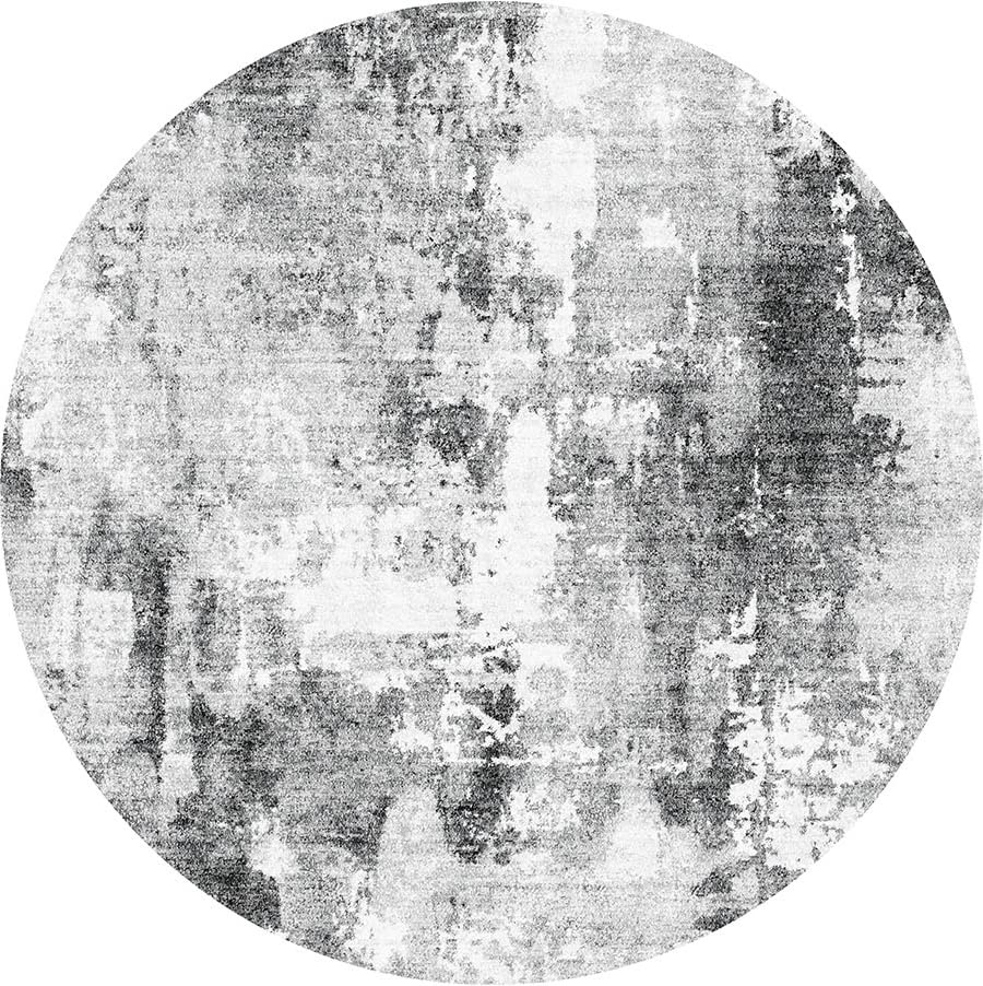 Dripex Modern Abstract Indoor Area Rug, Washable 3' Round Rug Soft Fluffy Contemporary Area Rugs for Living Room Bedroom Kids Rooms, Ink Gray Floor Mats Non-Slip Carpet for Home Entrance
