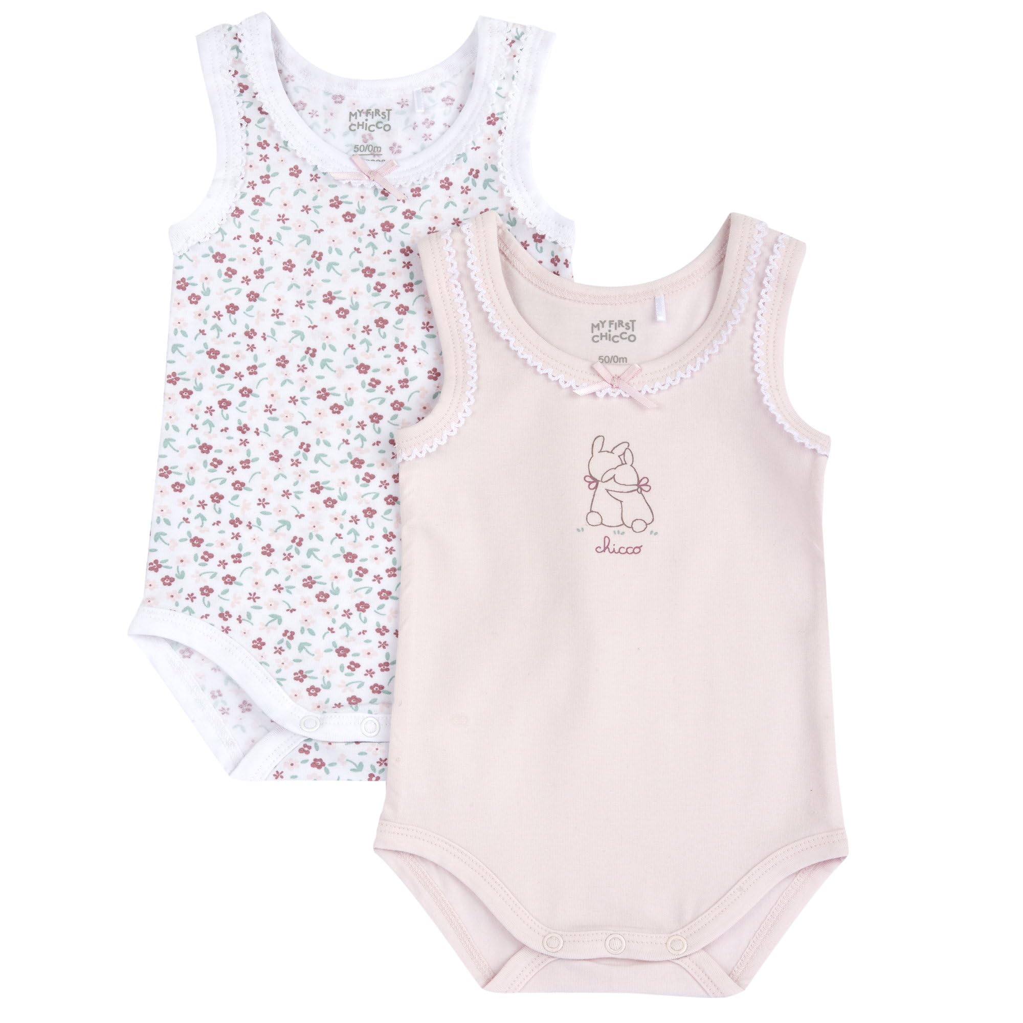 Chicco, Body Neonato e Neonata, Set di Body Senza Maniche, in Morbido Cotone, con Comoda Apertura, Abbigliamento Bambino, Idee Regalo Nascita, Designed in Italy