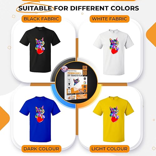 Miniatura 5 de PANOYSA Película de transferencia DTF mejorada de 8.5 x 11 pulgadas  80 hojas de película de transferencia DTF  Papel de transferencia para