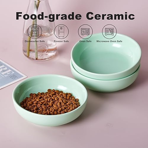 Miniatura 3 de Howise - Juego de cuencos de cerámica para gatos de 5.3 pulgadas, cuenco de comida poco profundo para mascotas pequeñas, plato para comida y agua,