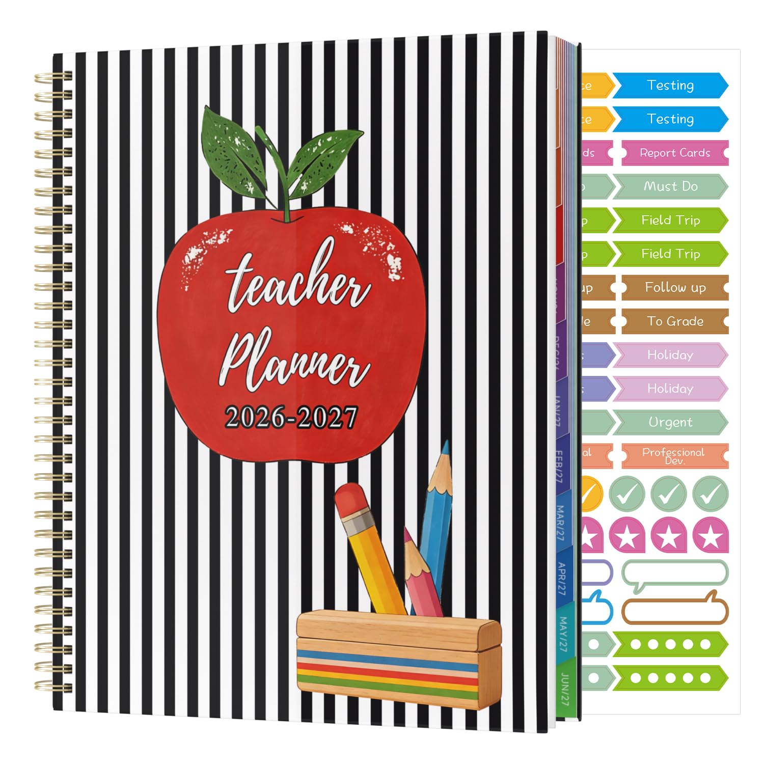 Teacher Planner 2026-2027 Academic Year, Academic Diary Teachers Lesson Planner Book Jul 2026 - Jun 2027, 8.5"x11" Weekly and Monthly Plan Book Organizers with Pocket Folder, Tabs - Floral
