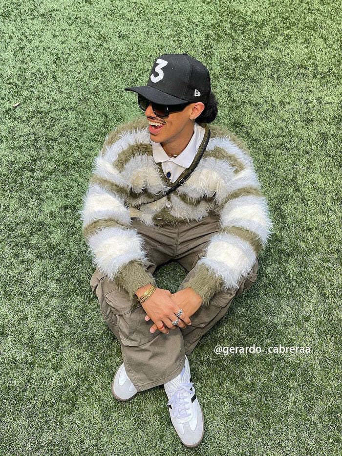 Aelfric Eden Color Blocking Striped Fuzzy Cardigan Crewneck Vintage Oversized Button Down Knit Cardigans Sweater Tops4