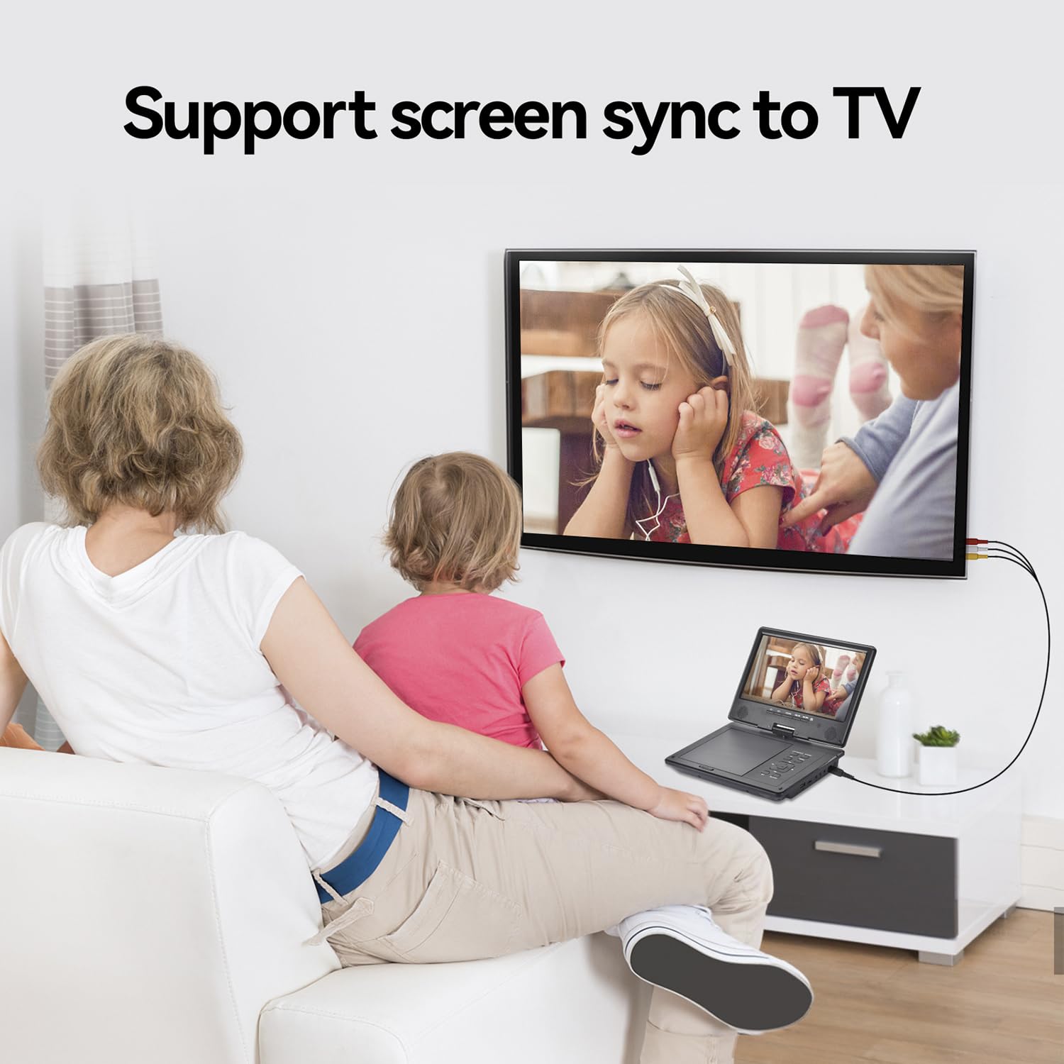 YOOHOO Lecteur DVD Portable Bluetooth 12,5" écran pivotant 10,5" Batterie Rechargeable MKV/MP4