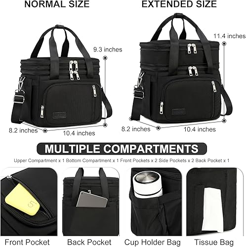 Miniatura 5 de Lonchera para hombres y mujeres, bolsa de almuerzo aislada de doble cubierta, enfriador grande a prueba de fugas, bolsas de almuerzo de doble