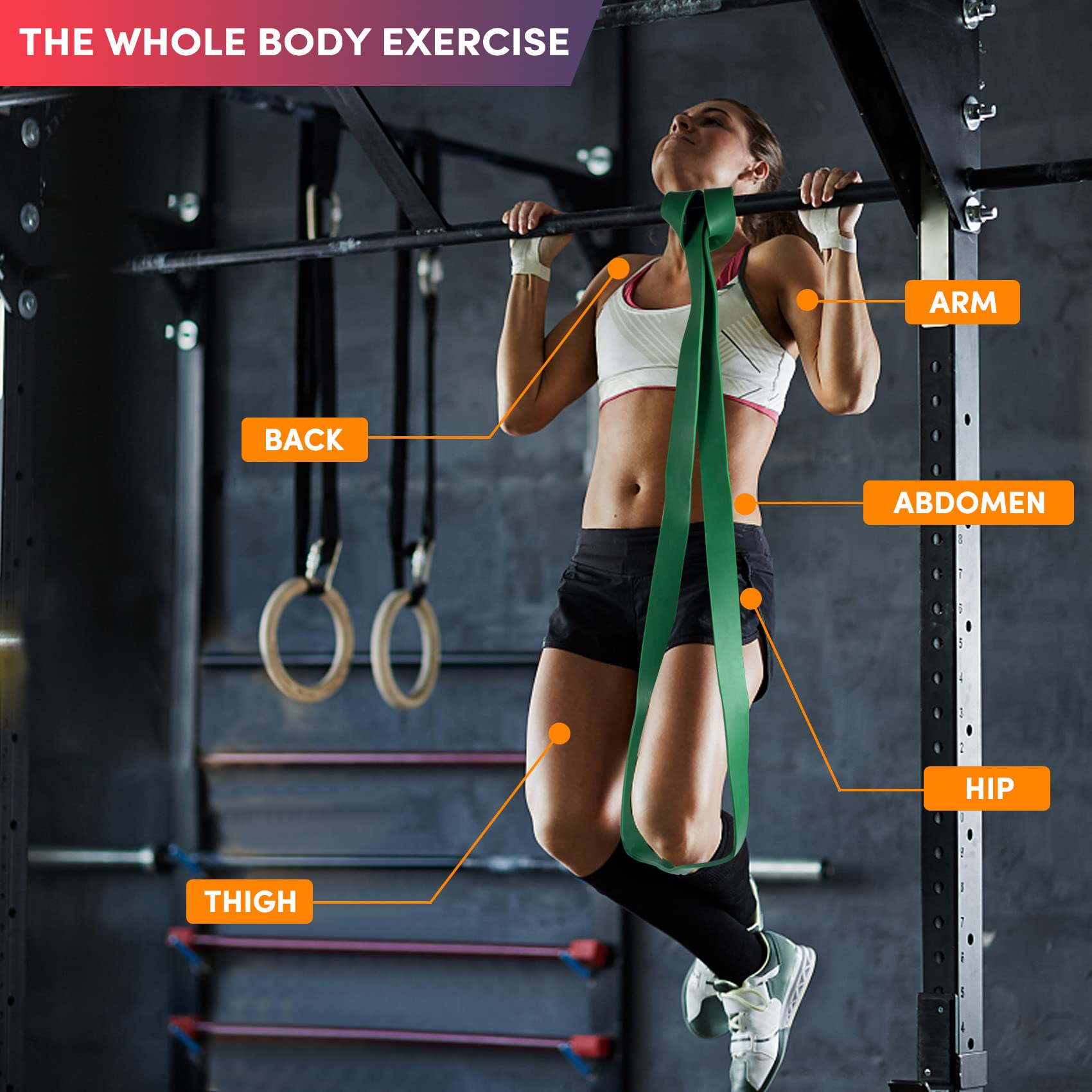 HPYGN Bandes d'assistance à la traction, bande de résistance assistée robuste, bande élastique réglable pour la musculation, sangles de traction, bande d'exercice pour l'entraînement de traction et