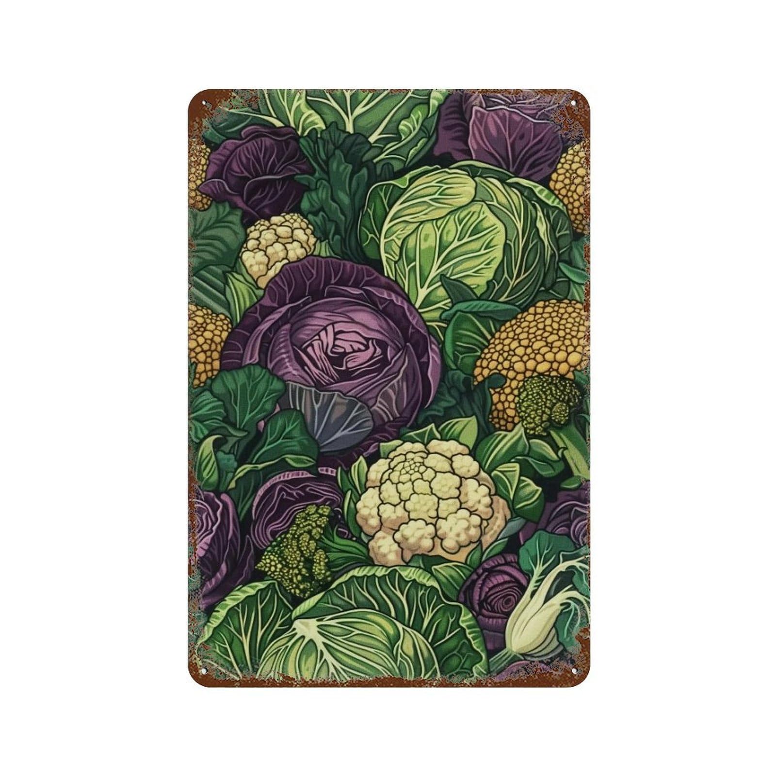 WUJHGRSG Mosaic Vegetable Tapestry 01 Wall Art Retro Iron Vintage Metal Tin Sign Poster Modern Decor for Home Cofffee Club Bar Shop Style 30x20cm