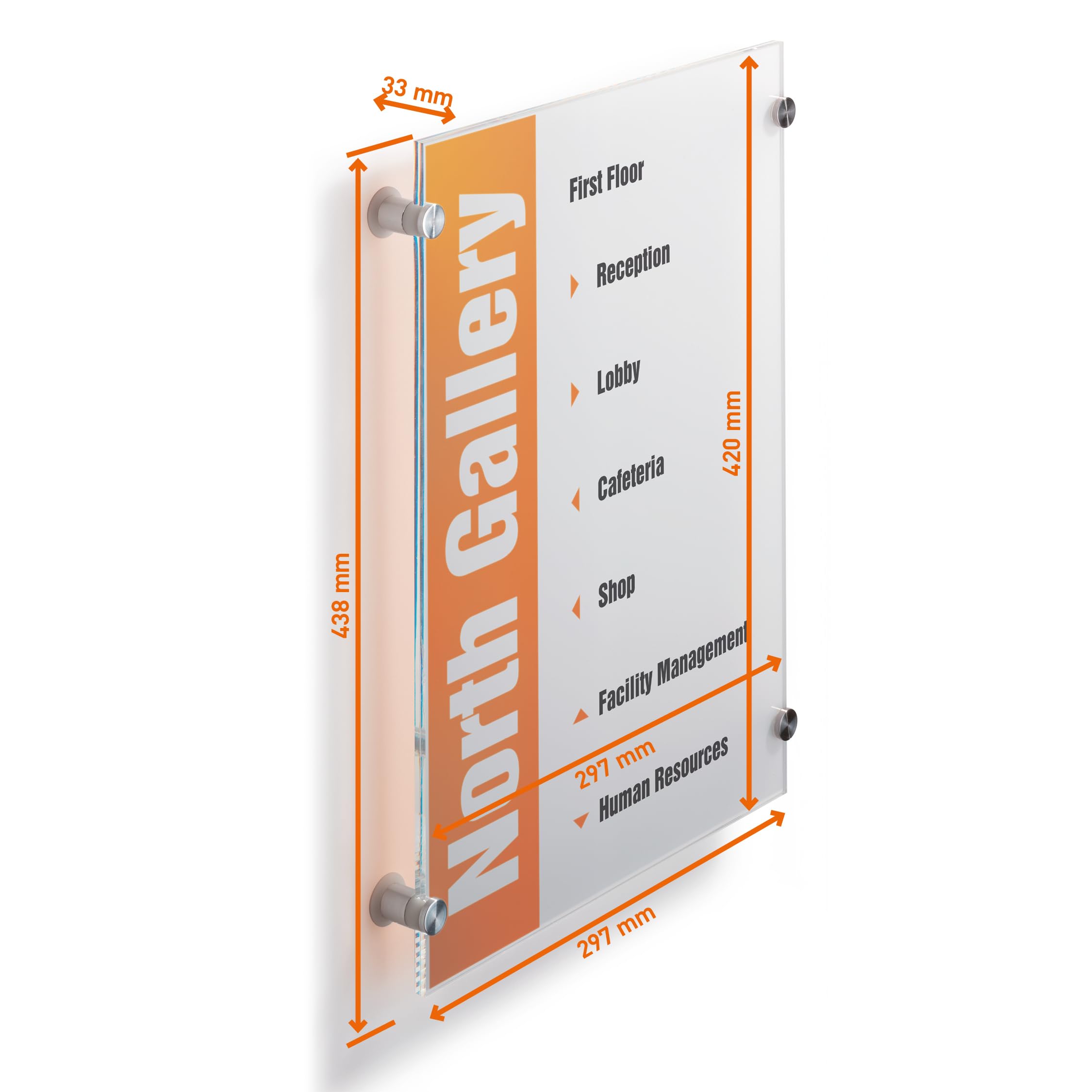 Durable Türschild Crystal Sign, 297 x 420 mm (A3), mit bedruckbarer Folieneinlage, transparent, 482619