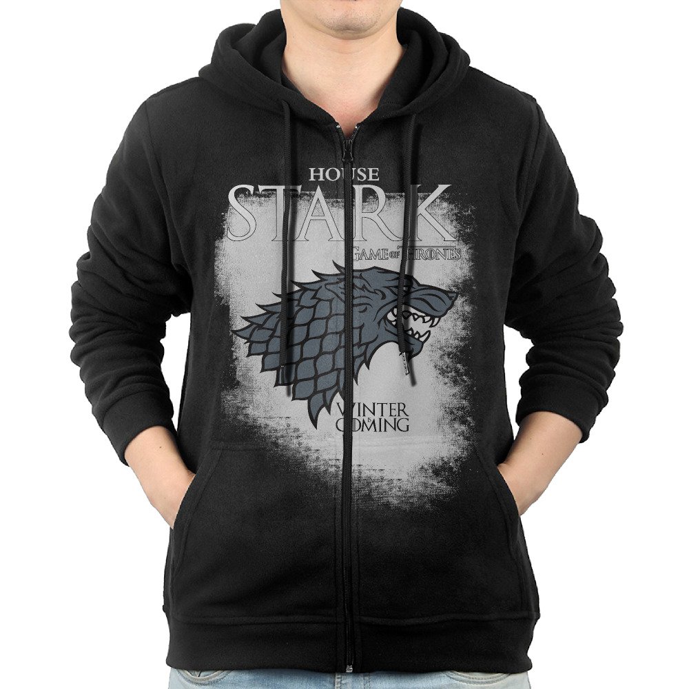 LetBiBi Hoodie Sweatshirt Men's Game of Thrones House Stark Long Sleeve Zip-up Hooded Sweatshirt Jacket Black