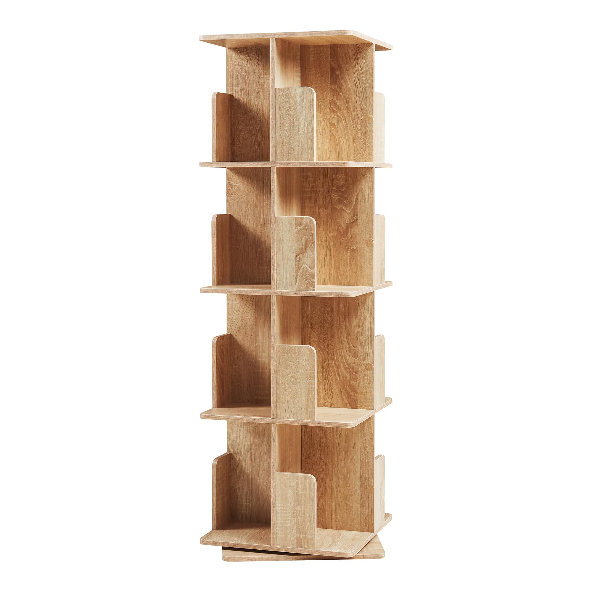 [en.casa] Libreria Girevole per Cameretta Scaffale Rotante per Bambini con 4 Livelli Mobile Porta Libri Salvaspazio 129 x 40 x 40 cm Effetto Rovere