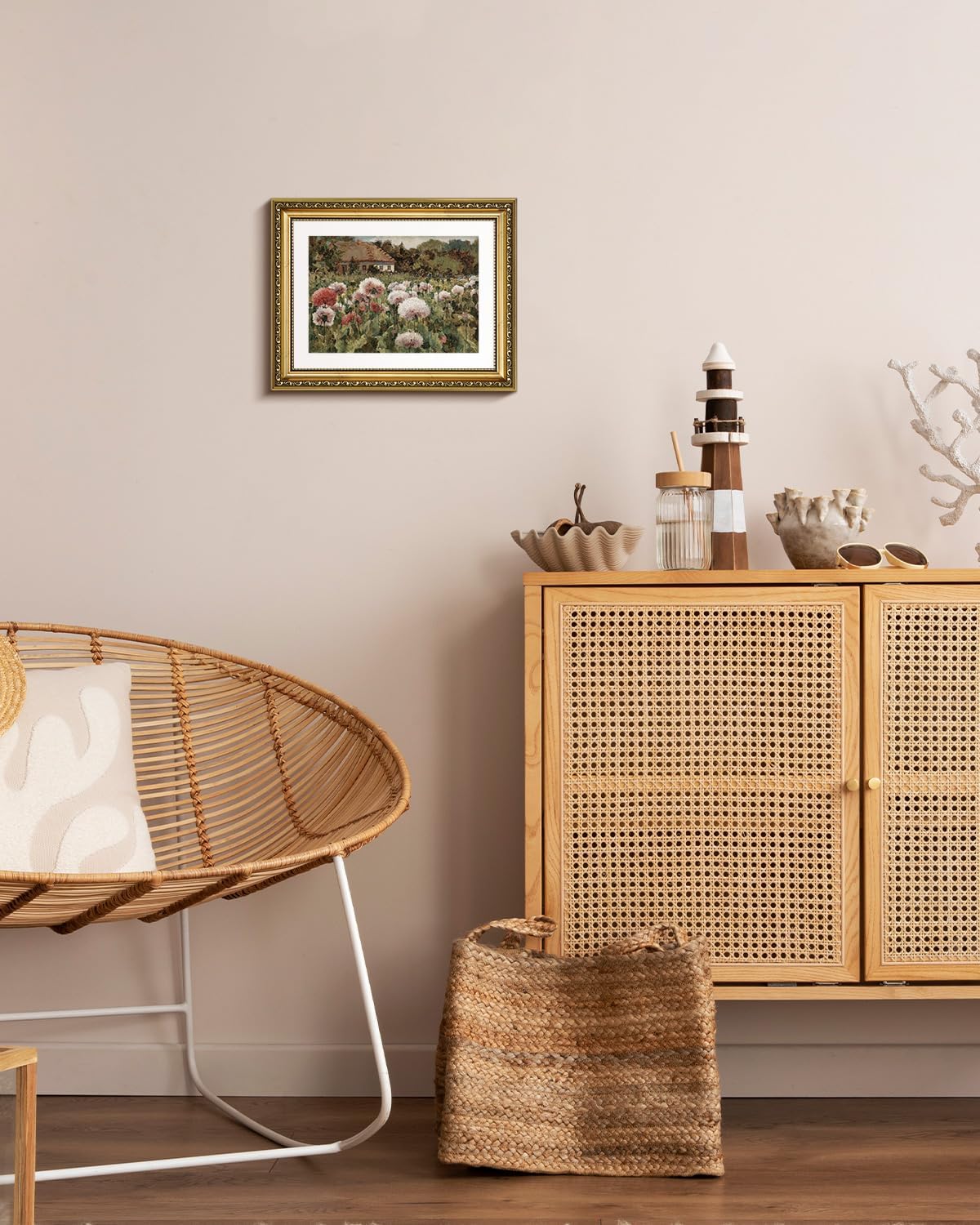 VIYYIEA Vintage Gold Framed Poppy Wall Art, Bathroom Kitchen Bedroom Living Room Retro Floral Picture, Canvas Prints, Antique Picture Frame Paintings Home Farmhouse Wall Decor, 11x14 Inch