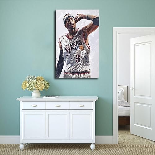 Miniatura 4 de BAVIEN Allen Iverson - Pósteres artísticos de baloncesto, 2 pósteres en lienzo para decoración de pared, pintura para sala de estar, dormitorio, sin