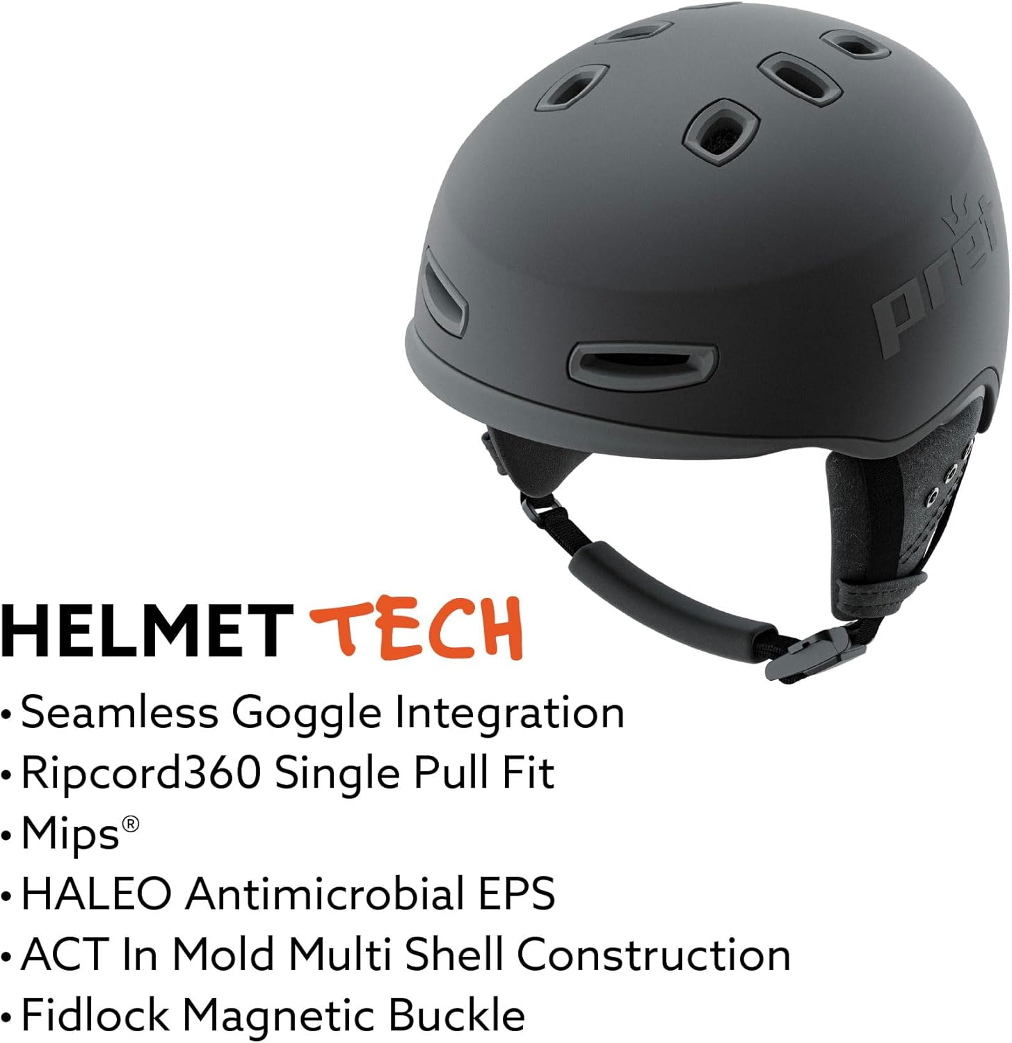 PRET Cynic Ski & Snowboard Helmet | MIPS Protection | Ultra-Lightweight ACT Construction | Ripcord360 Fit System