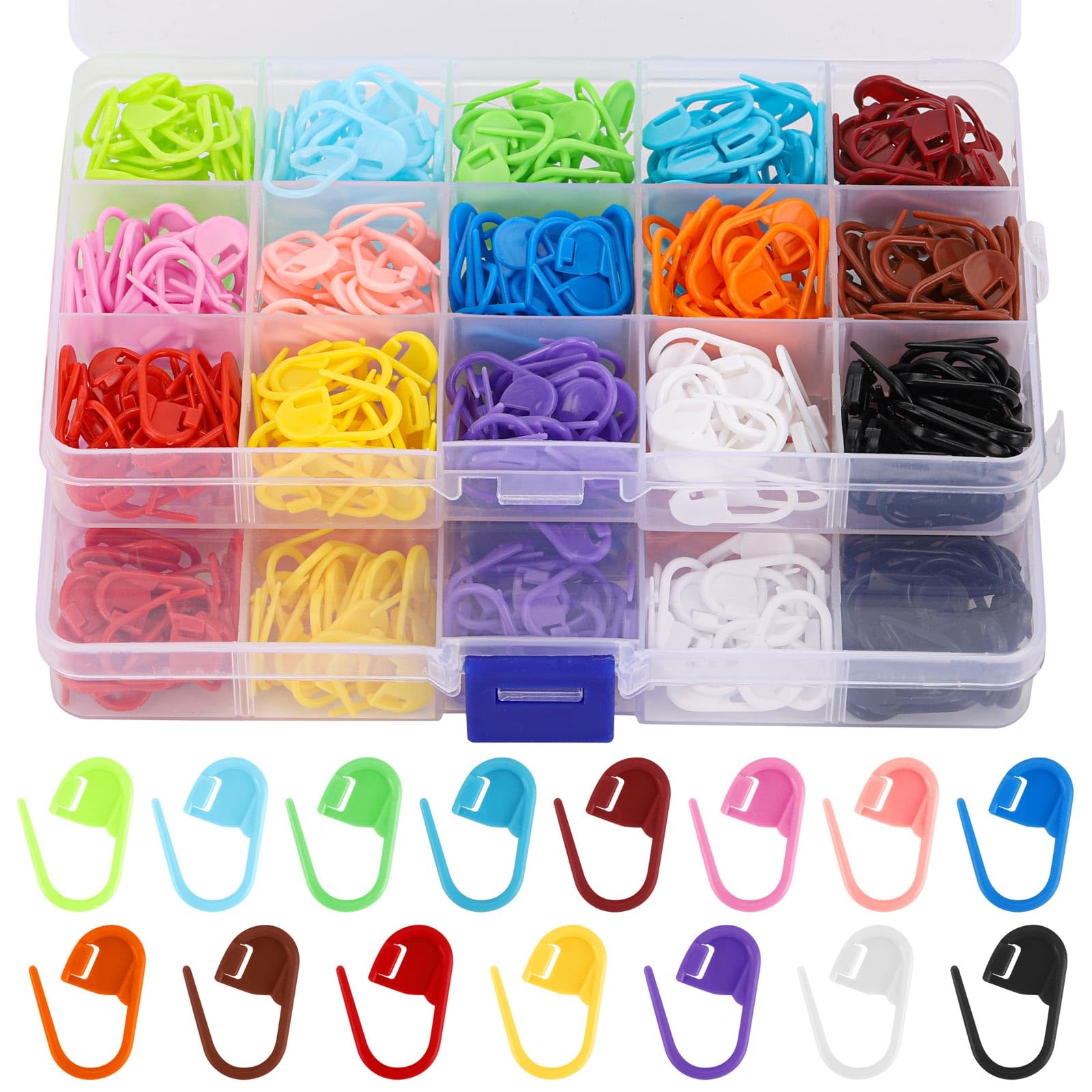600Pcs Stitch Markers for Crocheting,15 Colors Crochet Stitch Markers for Knitting and Crafting-image-4