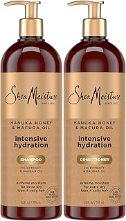 Shea Moisture Shampoo & Conditioner Set – Intensive Hydration Hair Care Formulas with Manuka Honey & Mafura Oil for Extra Dry, Damaged Hair, 24 Oz Ea