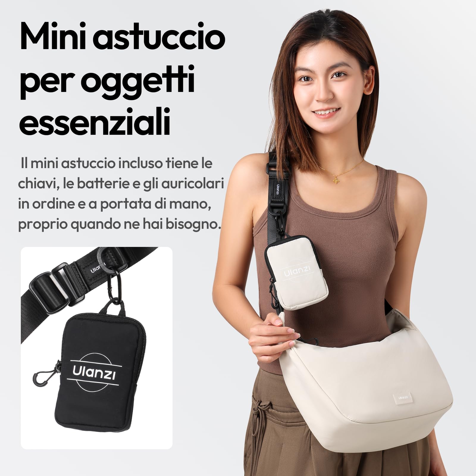 ULANZI Borsa a tracolla per fotocamera, elegante con divisori, custodia leggera per fotocamera DSLR, accessori per fotocamera, viaggi, fotografia all'aperto, Nero, Leggero e portatile