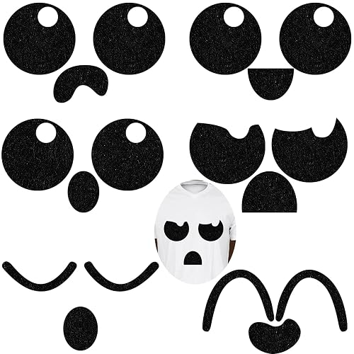 Oudain 6 Sheets Halloween Felt Stickers, Ghost Emoticons DIY, Black