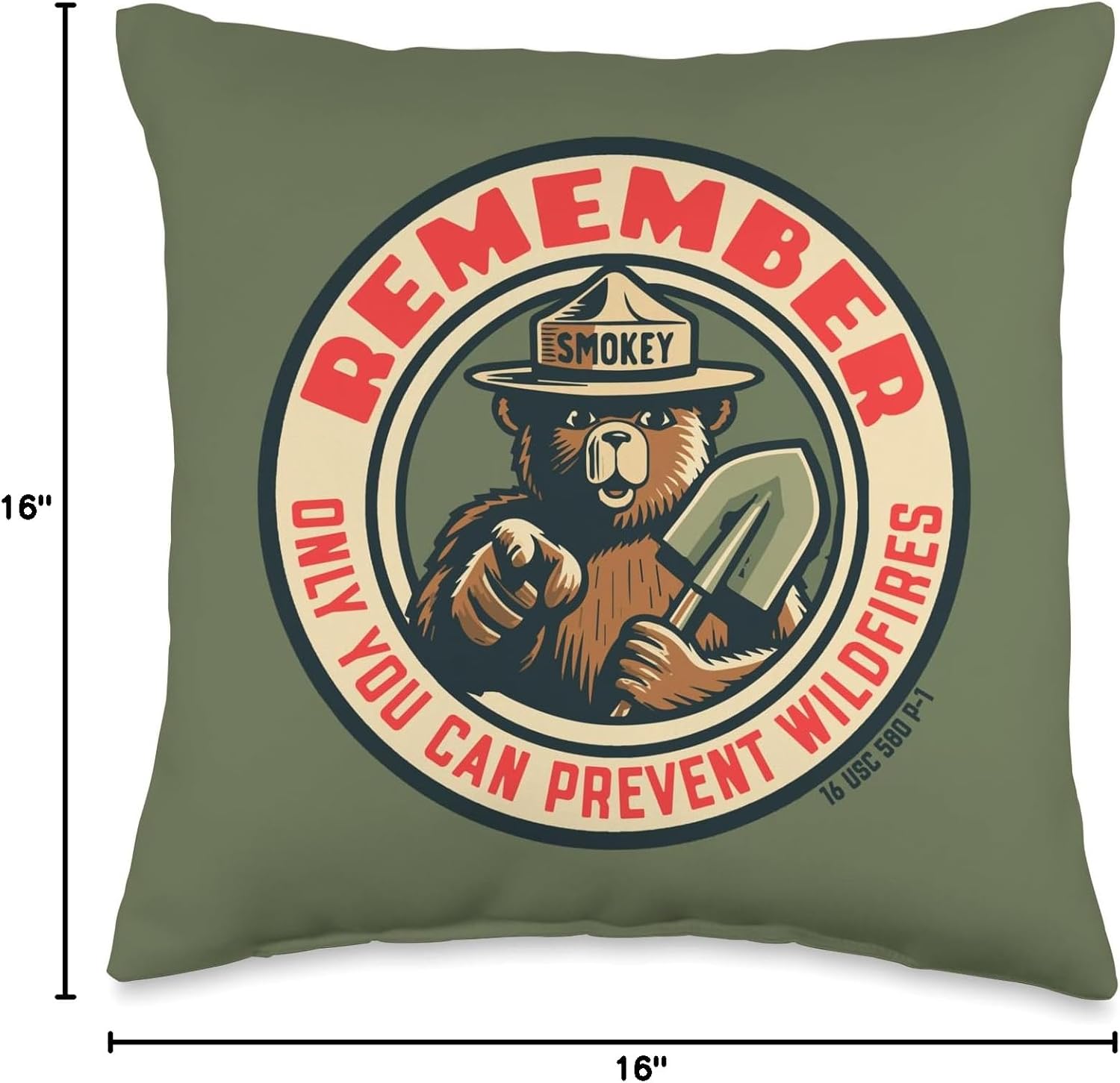 Remember Only You Vintage Smokey Bear Seal Retro Throw Pillow