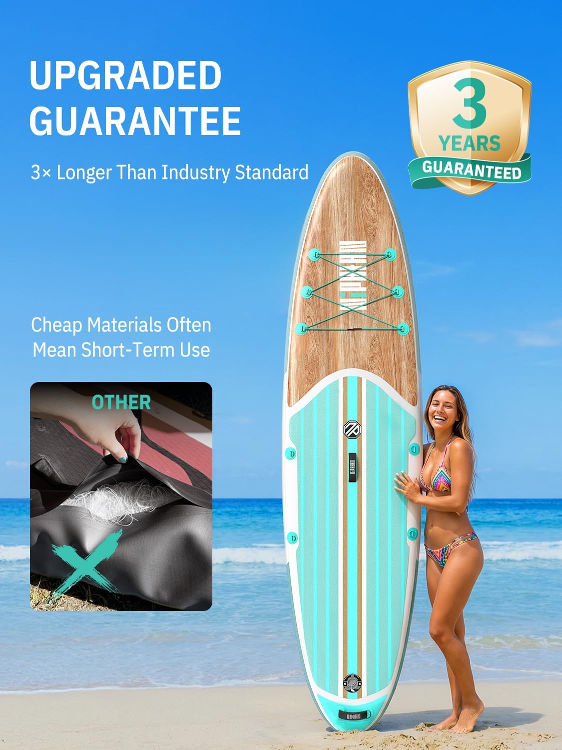 Niphean Inflatable Stand Up Paddle Board with SUP Accessories, Anti-Slip EVA Deck, 10’6’’ Inflatable Paddle Boards for Adults & Youth of All Skill Levels
