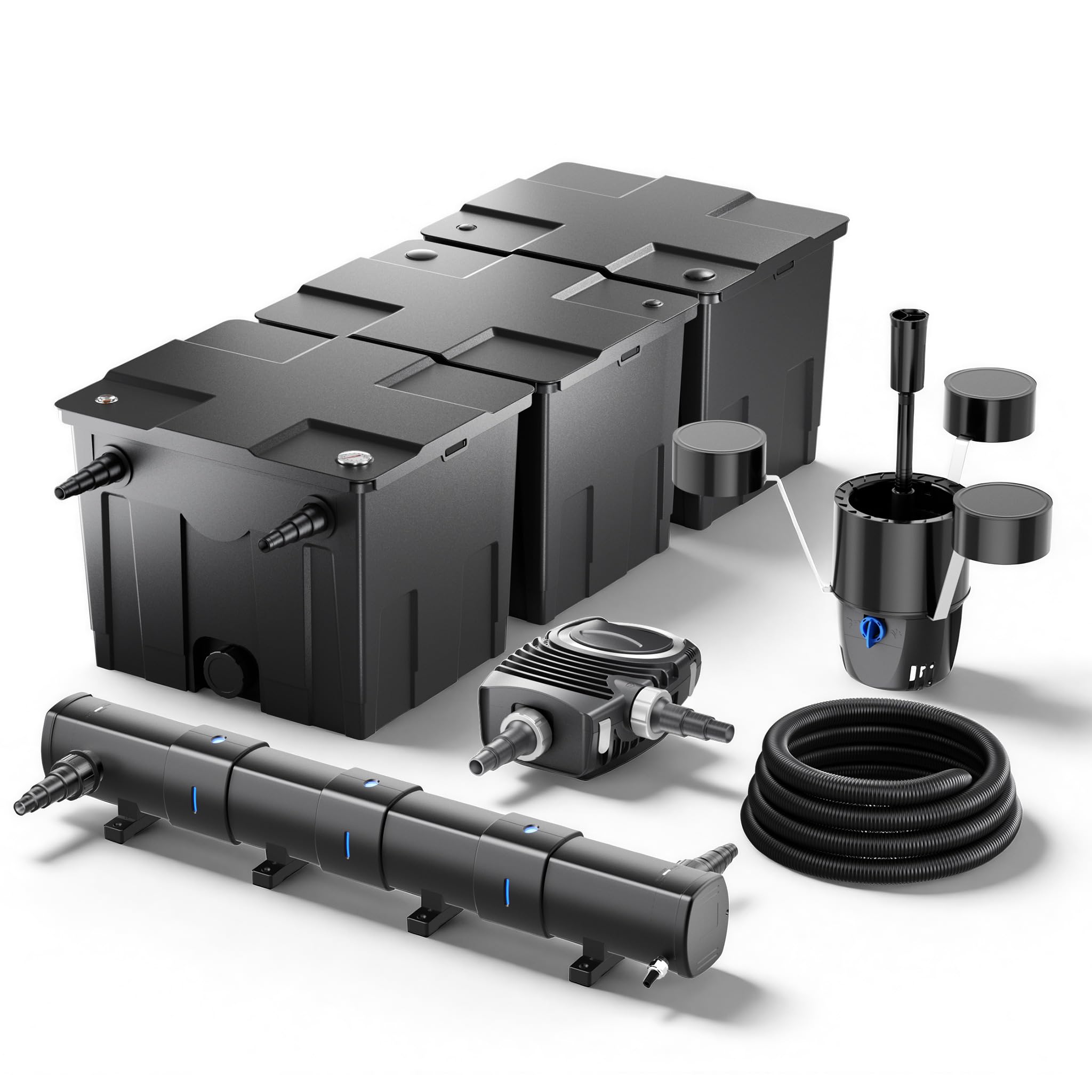 Set per laghetti da 90000l Filtro Chiarificatore UVC 72W Pompa 80W tubo da 25m Skimmer