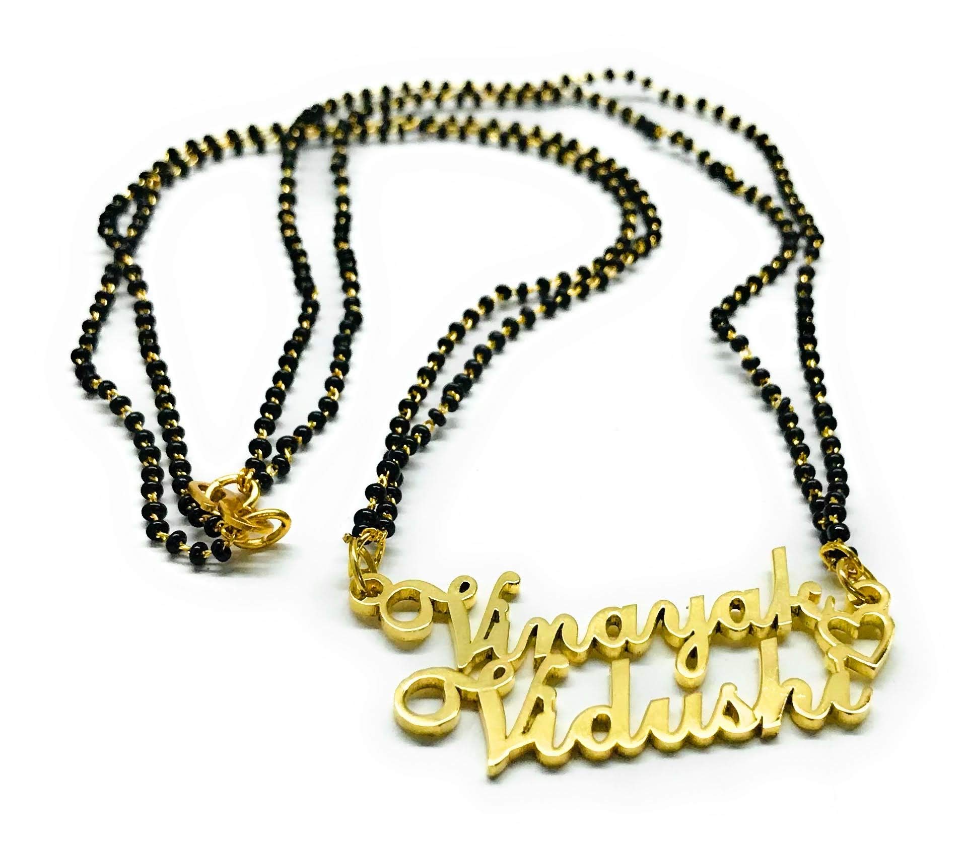 Asiatic Creations Metallic Brass Personalized Lasercut English Couple Name Heart Womens Mangalsutra Necklace (B08PK9MR9M) Amazon Price History, Amazon Price Tracker