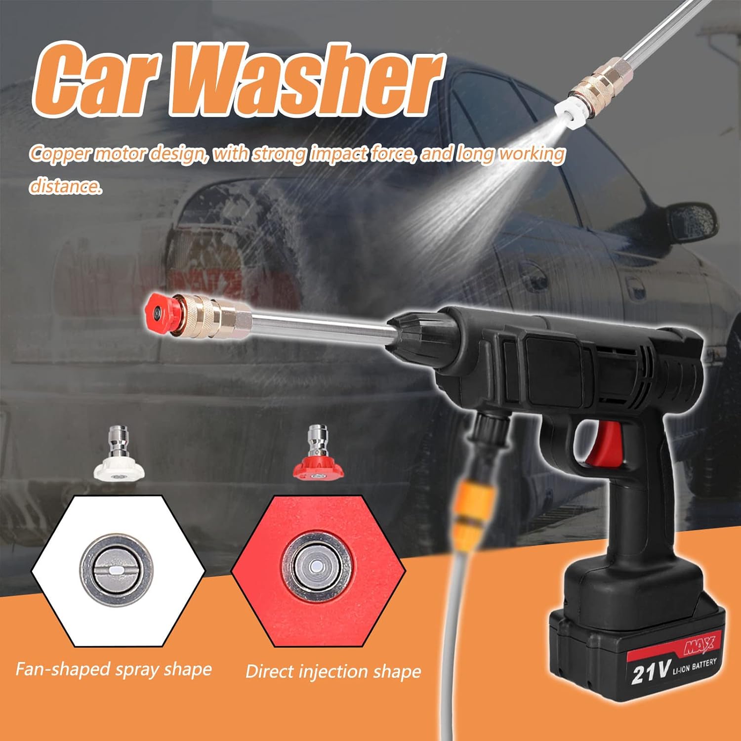 Household Cordless High Pressure Car Wash Portable Vehicle ing Hine Automobile Washer with Foam Bottle