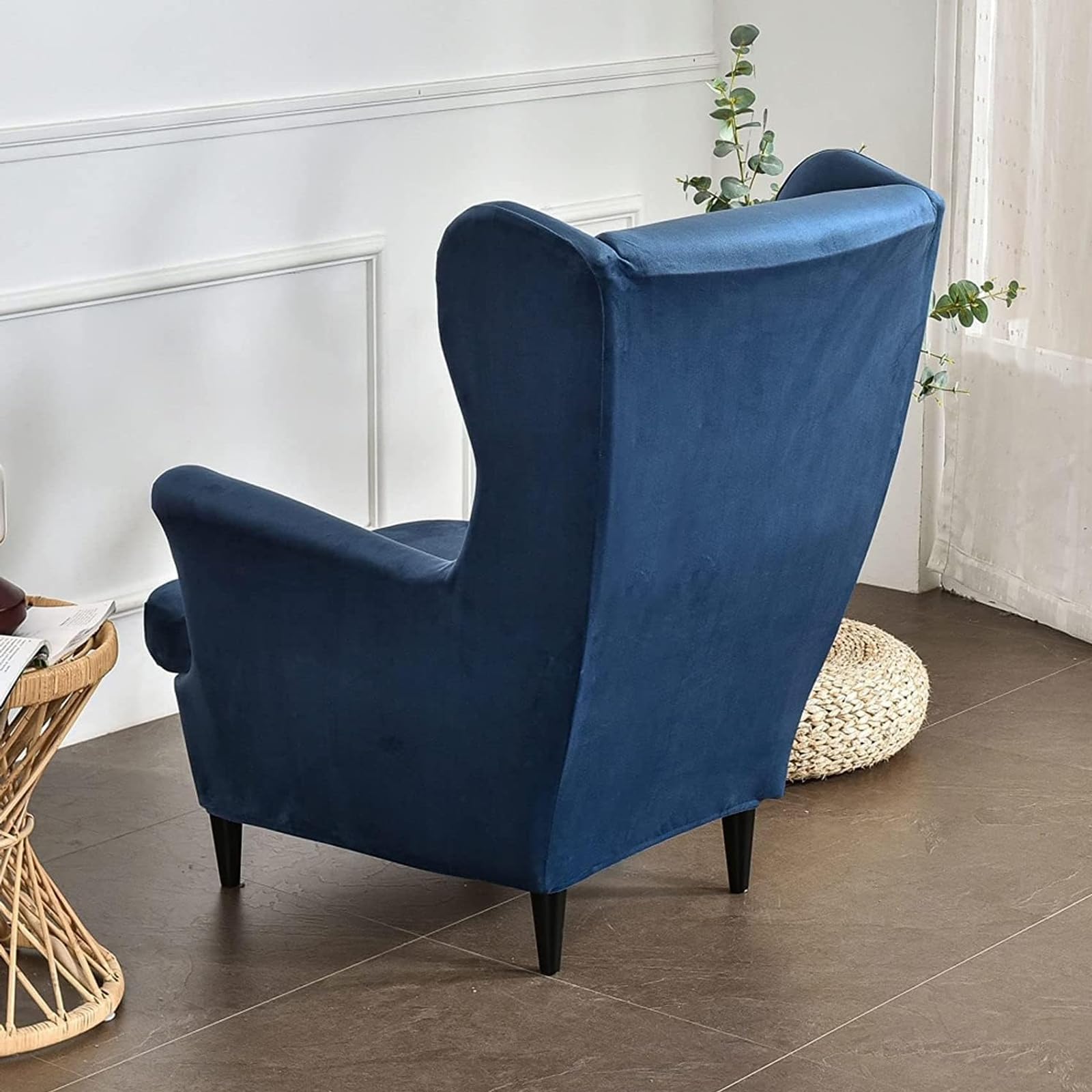 Copripoltrona Con Orecchie 2 Pezzi Coprisedia in Velluto Elasticizzato Copri Poltroncina 1 Posto Con Braccioli Per Cane Gatto Bambino (grigio scuro)