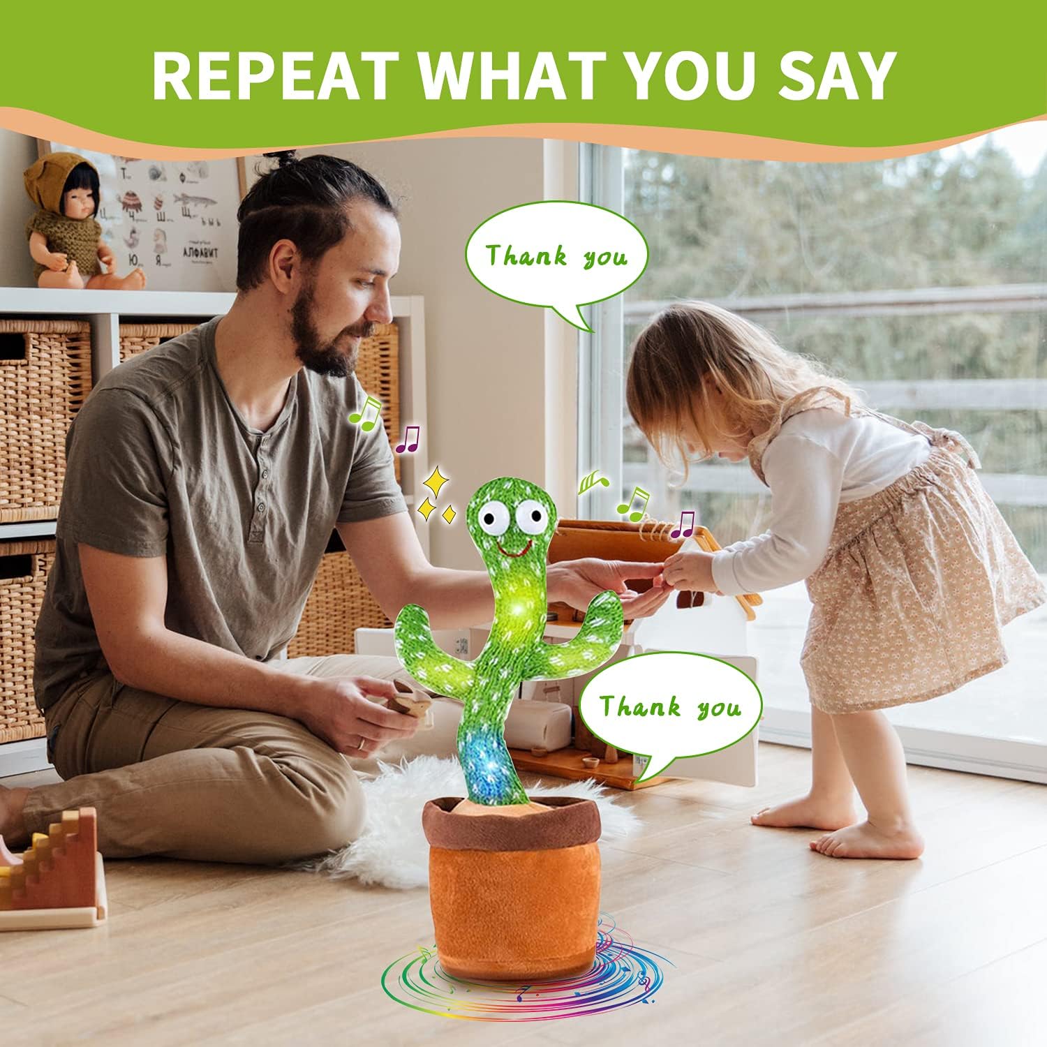 Benolls Dancing Cactus Talking Toys,Repeat What You Say, Singing Cactus Toy,Electric Mimicking Cactus Plush,Educational Toys are Suitable for Home Decoration or Children's Toys.