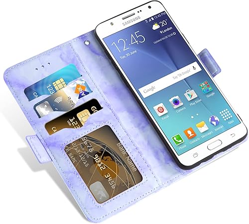 Miniatura 3 de Asuwish Compatible con Samsung Galaxy J7 2015J7 NeoJ7 NxtJ7 Core7J Duos Funda y protector de pantalla de vidrio templado con ranura para tarjetero,