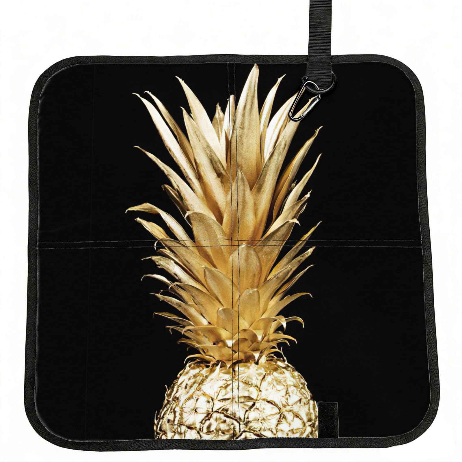 bghdfa Gold Pineapple Print Outdoor Sitting Mat Waterproof Oxford Cloth Seat Cushion Folding Foam Camping Seat For Picnic