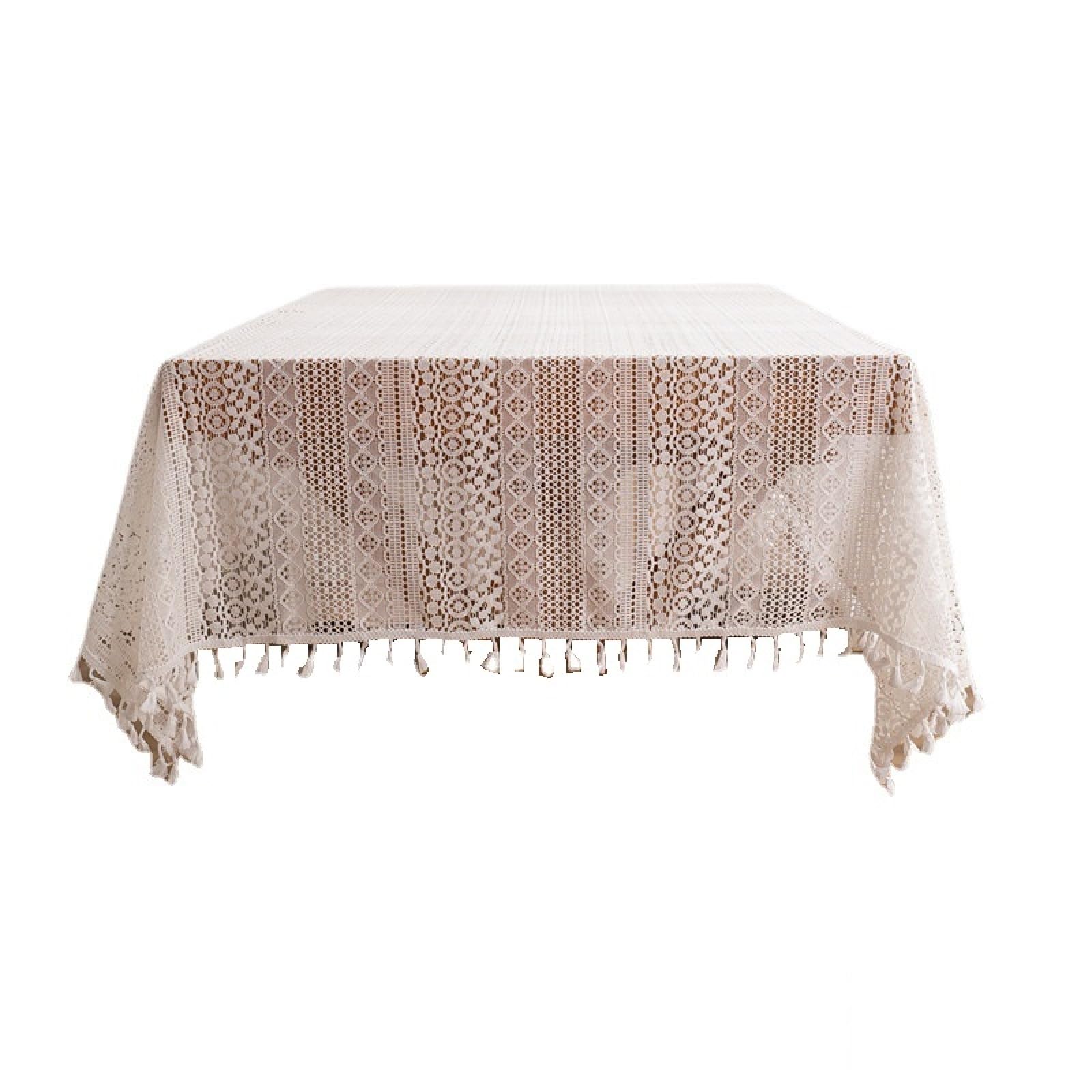 Nappe dentelle creuse beige antitache idéale pour réussir vos tables de fête