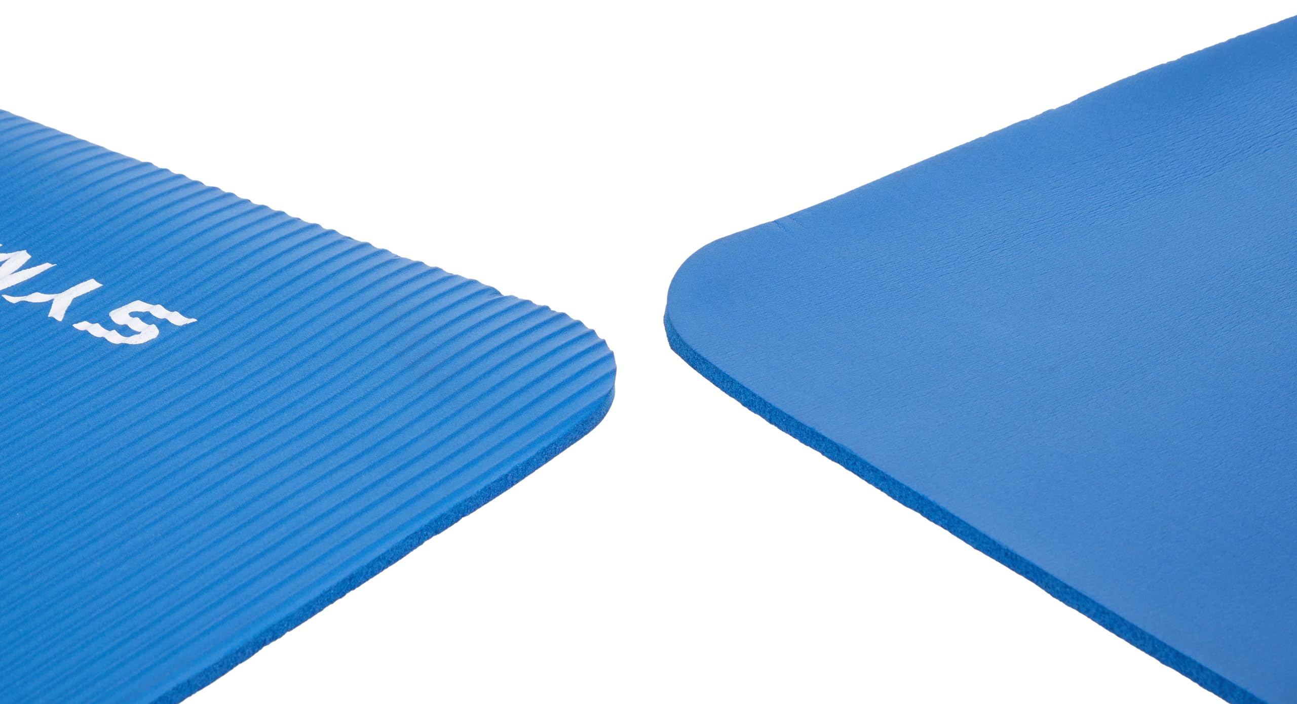 Amazon Brand - Symactive 10mm Extra Thick NBR Yoga Mat with Carrying Strap, Yoga Mat for Women & Men for Workout, Yoga and Fitness (Blue) 1